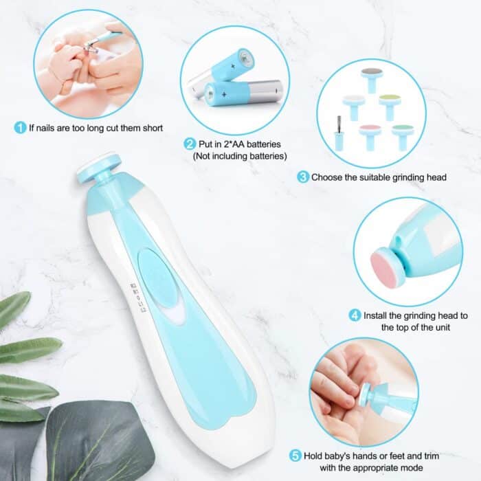 Safe Baby Nail Clipper Set, Electric Baby Nail Trimmer for Newborn or Toddler